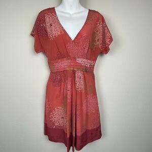 Moulinette Soeurs Silk Dress Sz 4‎ Orange Mini Floral Pockets Anthropologie